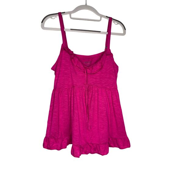 NWT Torrid Super Soft Slub tiered ruffle babydoll top in fushia pink - Picture 2 of 6